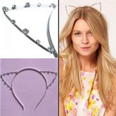 Arco com orelhas de gato - strass ou perola